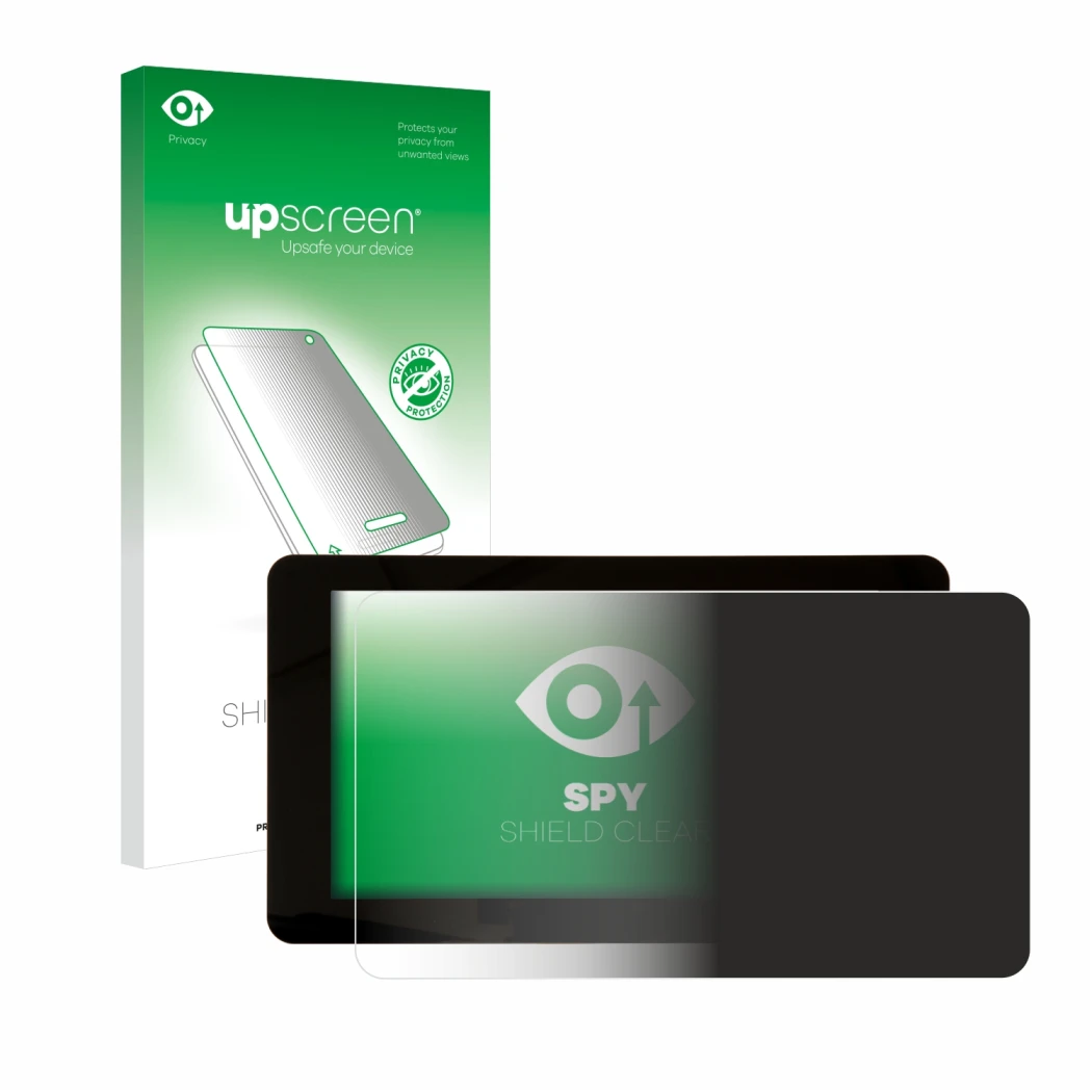 Face avant d’un emballage produit avec le logo de la marque upscreen. À côté, l’appareil Raspberry Pi Touchscreen 7