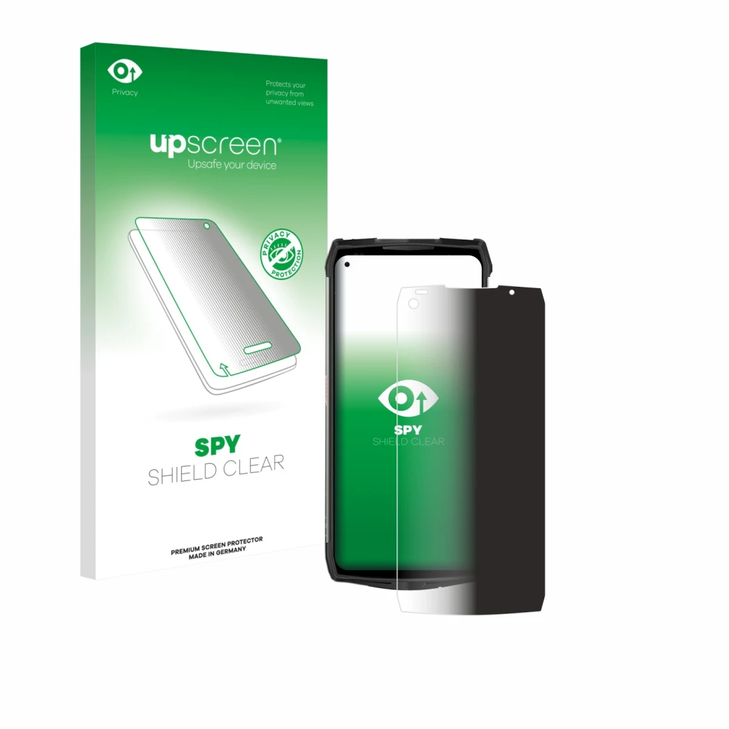 Face avant d’un emballage produit avec le logo de la marque upscreen. À côté, l’appareil Ulefone Power Armor 13 est représenté