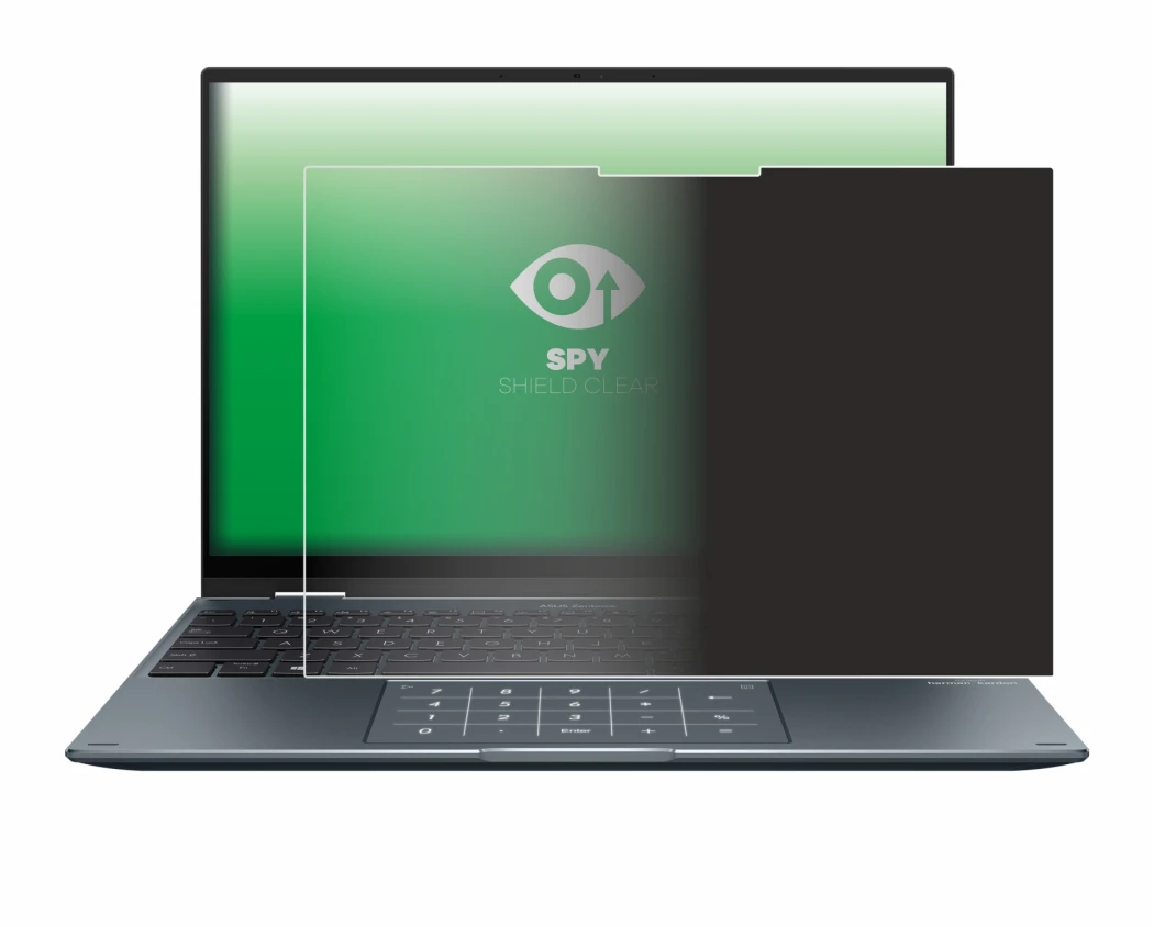 Image de l'appareil ASUS ZenBook 14 Flip OLED avec une grande variété de protections d'écran.