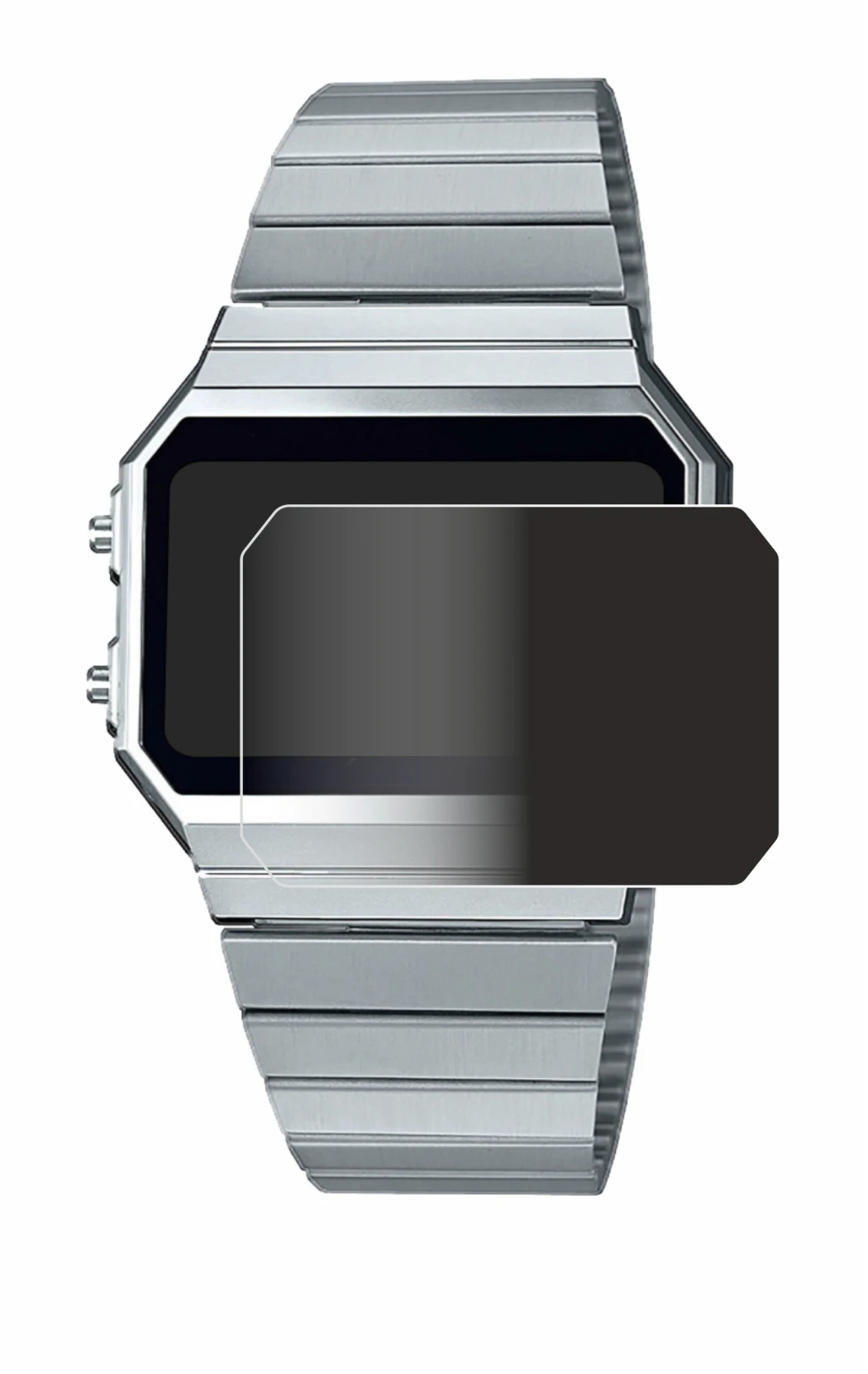 Image de l'appareil Casio A700WE avec une grande variété de protections d'écran.