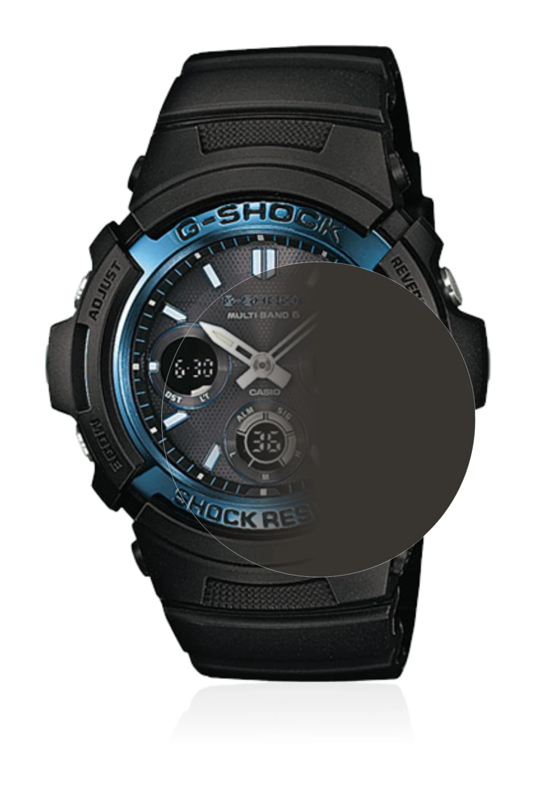 Image de l'appareil Casio AWG M100 avec une grande variété de protections d'écran.