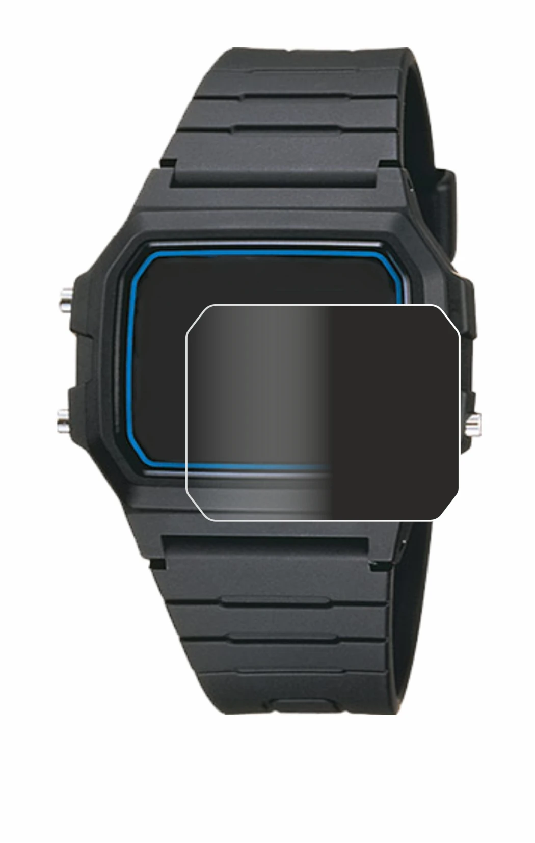 Image de l'appareil Casio F-105W-1AWYEF avec une grande variété de protections d'écran.