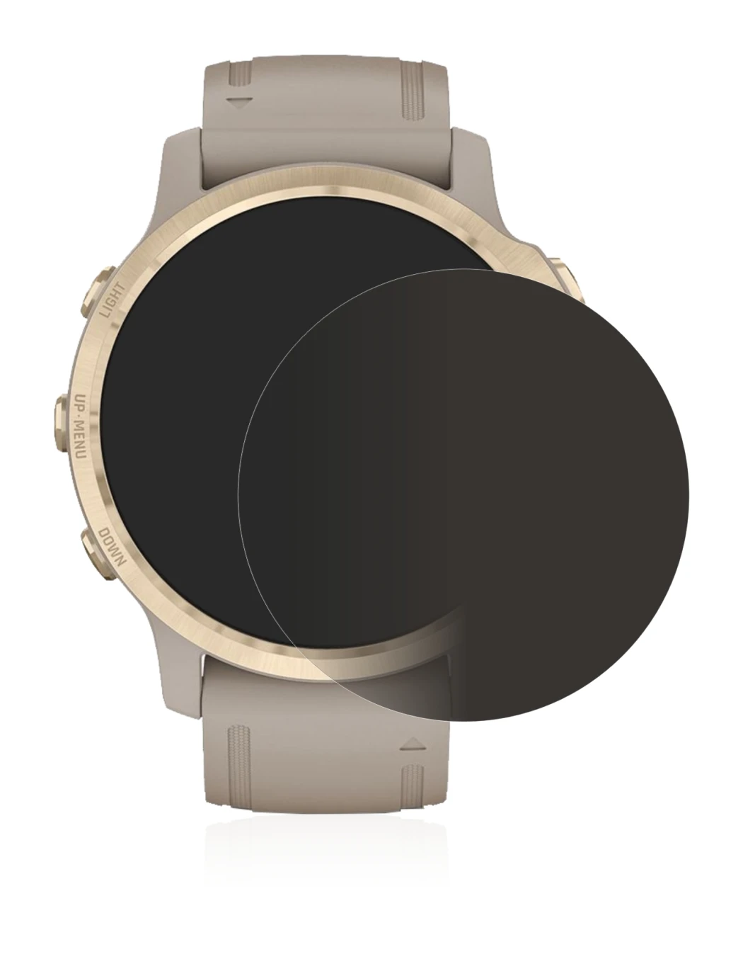 Image de l'appareil Garmin Fenix 6S Pro Solar avec une grande variété de protections d'écran.
