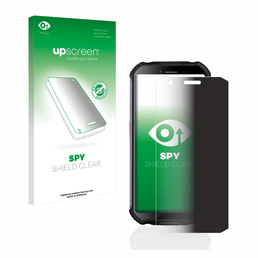 Face avant d’un emballage produit avec le logo de la marque upscreen. À côté, l’appareil Doogee S41 est représenté avec la pro