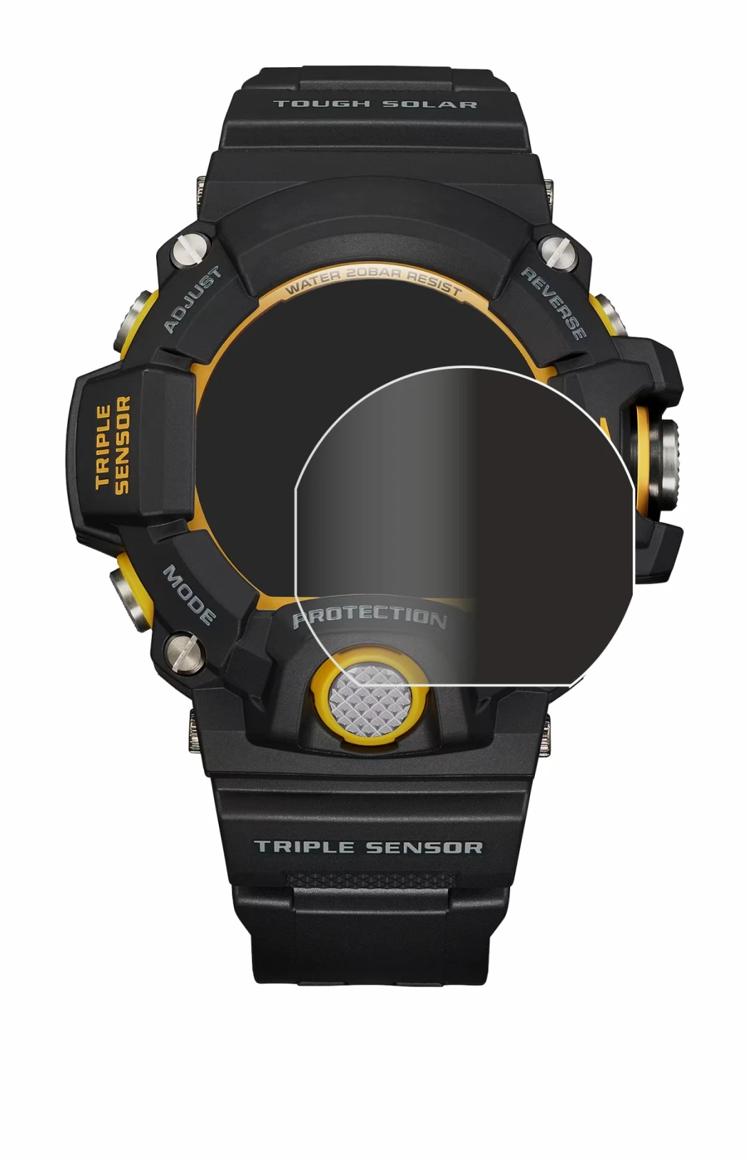 Image de l'appareil Casio G-Shock GW-9400Y-1 avec une grande variété de protections d'écran.