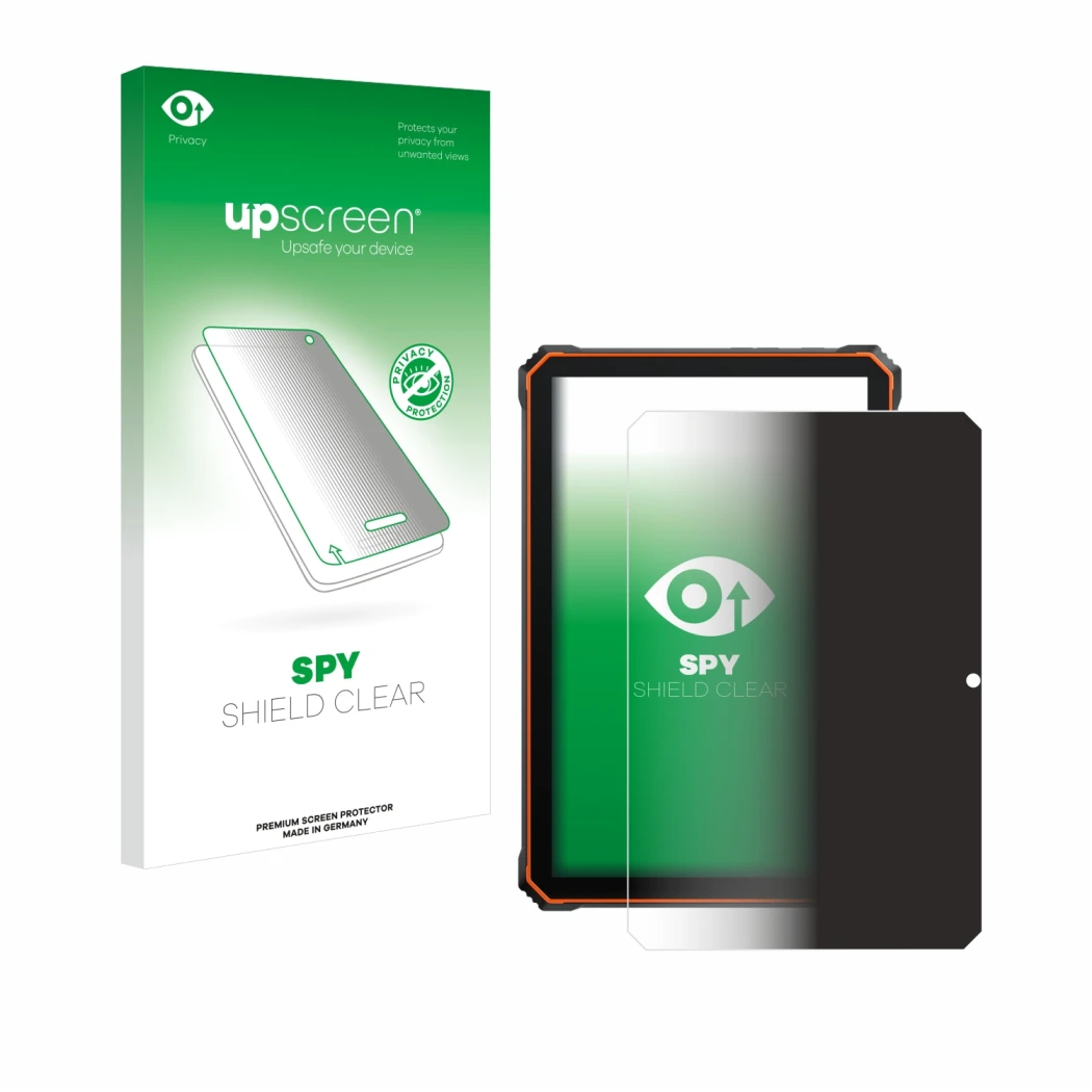 Face avant d’un emballage produit avec le logo de la marque upscreen. À côté, l’appareil Blackview Active 6 est représenté ave
