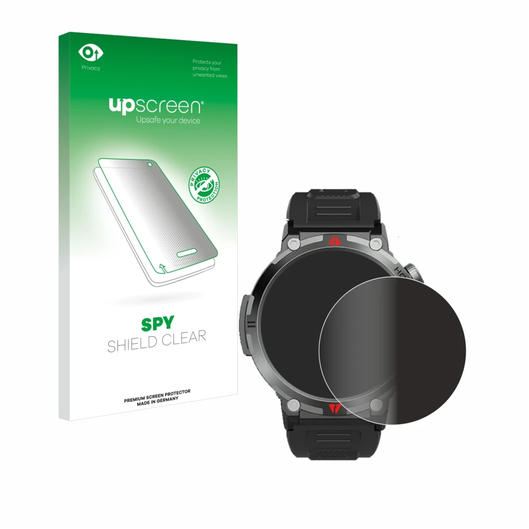Face avant d’un emballage produit avec le logo de la marque upscreen. À côté, l’appareil IFMDA S100 1.45