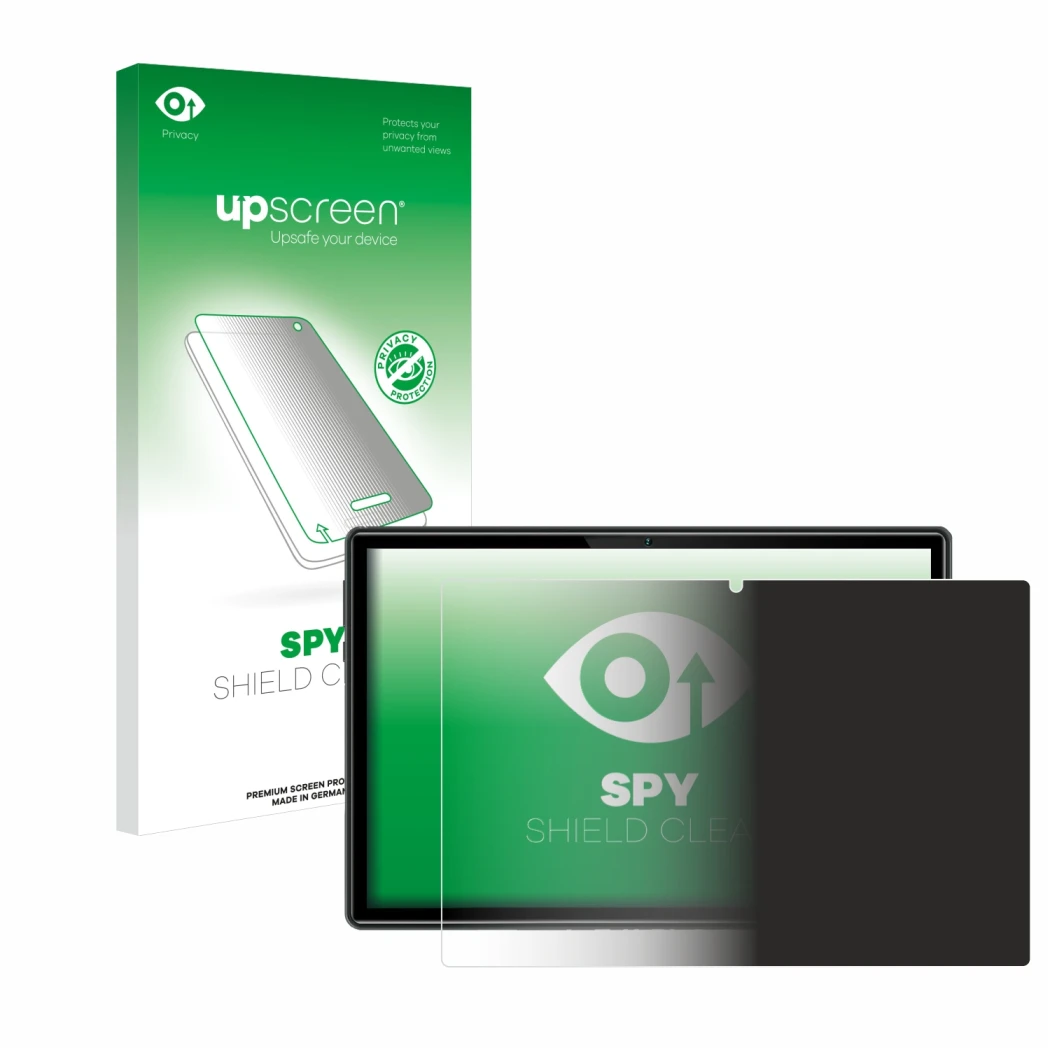 Face avant d’un emballage produit avec le logo de la marque upscreen. À côté, l’appareil Doogee U10 est représenté avec la pro