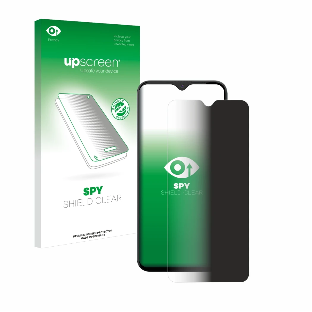 Face avant d’un emballage produit avec le logo de la marque upscreen. À côté, l’appareil Gigaset GS5 PRO SE est représenté ave