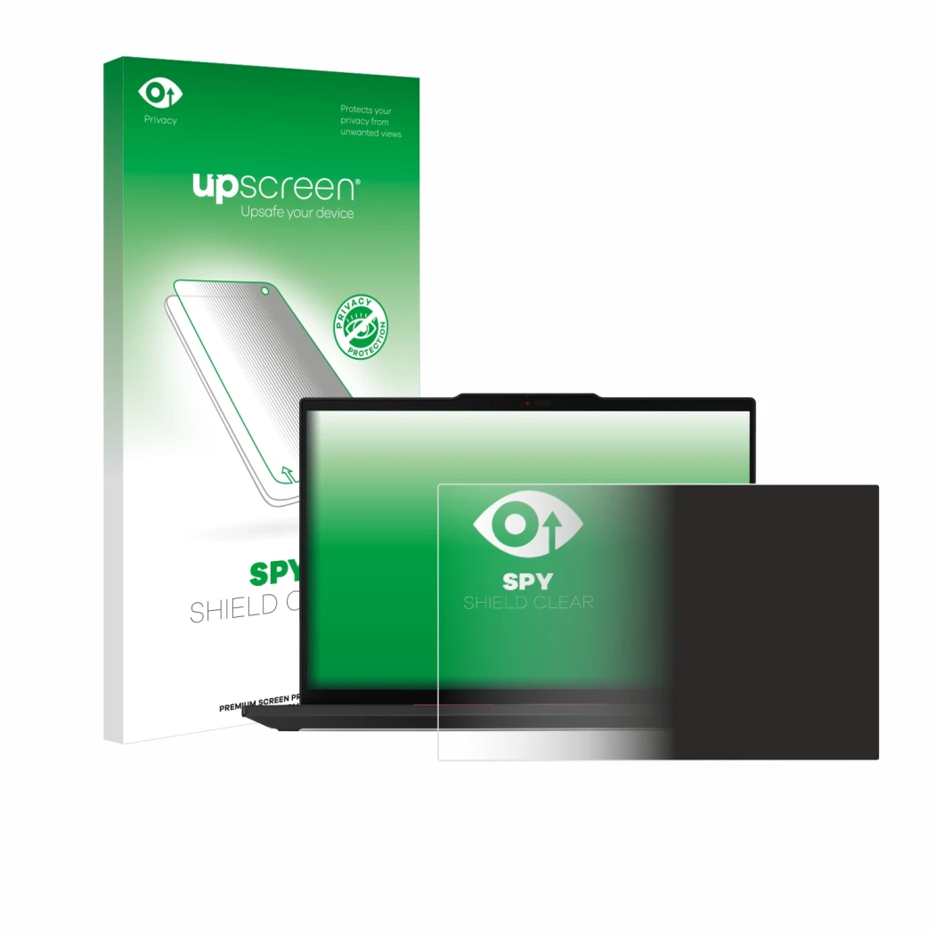 Face avant d’un emballage produit avec le logo de la marque upscreen. À côté, l’appareil Lenovo ThinkPad P14s Gen 5 14