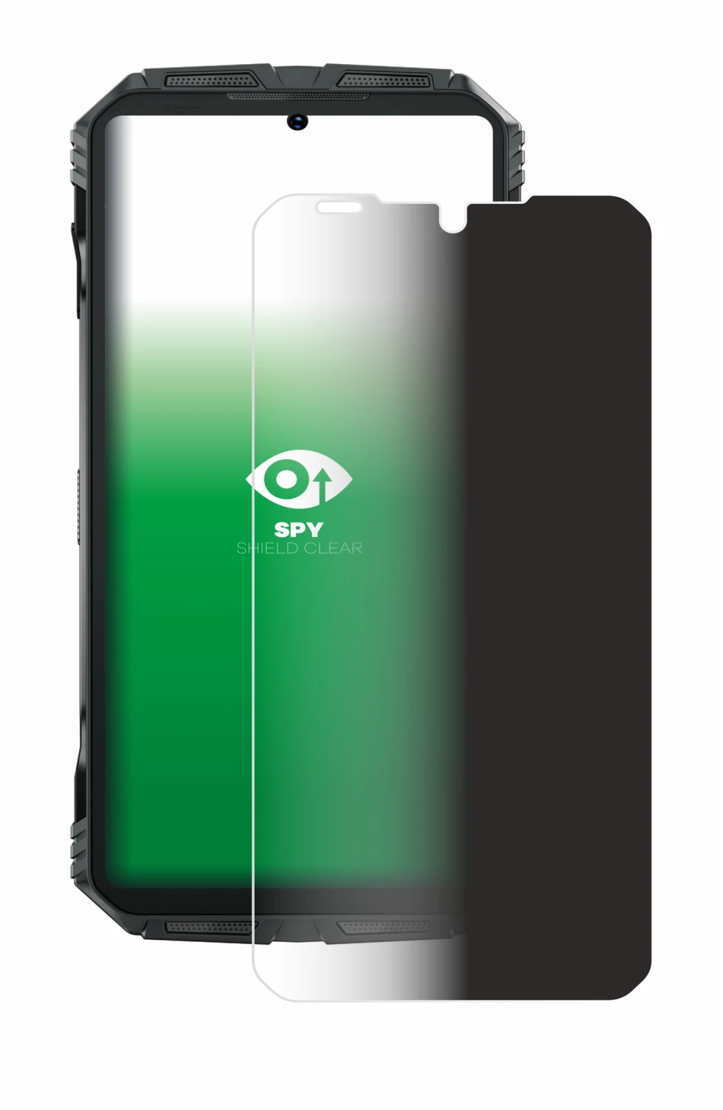 Image de l'appareil Doogee S Punk avec une grande variété de protections d'écran.