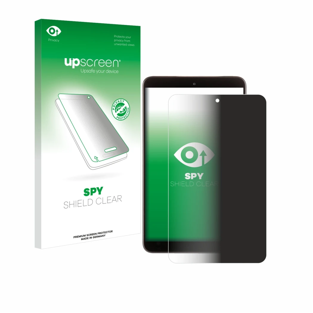 Face avant d’un emballage produit avec le logo de la marque upscreen. À côté, l’appareil Nokia T10 (portrait) est représenté a