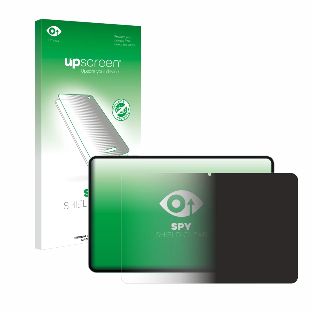 Face avant d’un emballage produit avec le logo de la marque upscreen. À côté, l’appareil Teclast T60 Plus est représenté avec 