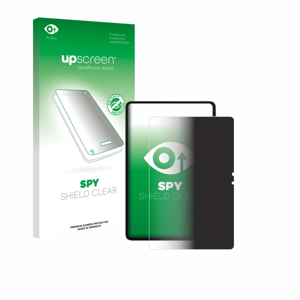 Face avant d’un emballage produit avec le logo de la marque upscreen. À côté, l’appareil Blackview MEGA 3 est représenté avec 