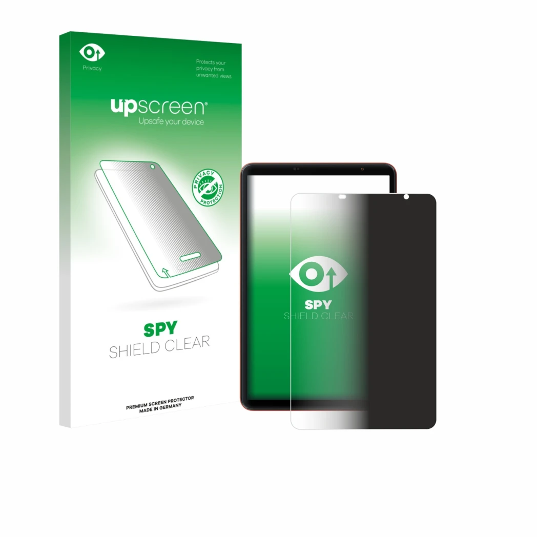 Face avant d’un emballage produit avec le logo de la marque upscreen. À côté, l’appareil Blackview Zeno 1 8