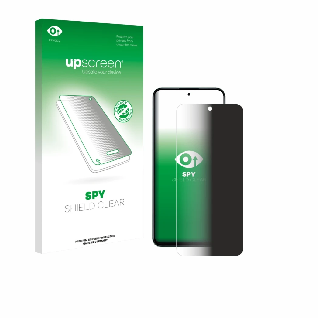 Face avant d’un emballage produit avec le logo de la marque upscreen. À côté, l’appareil Honor 400 Smart est représenté avec l