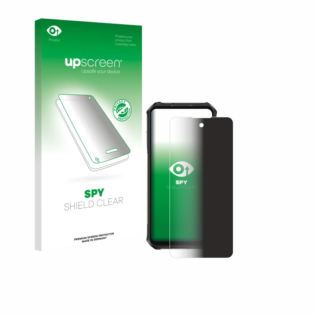 Face avant d’un emballage produit avec le logo de la marque upscreen. À côté, l’appareil Ulefone Armor X16 Pro est représenté