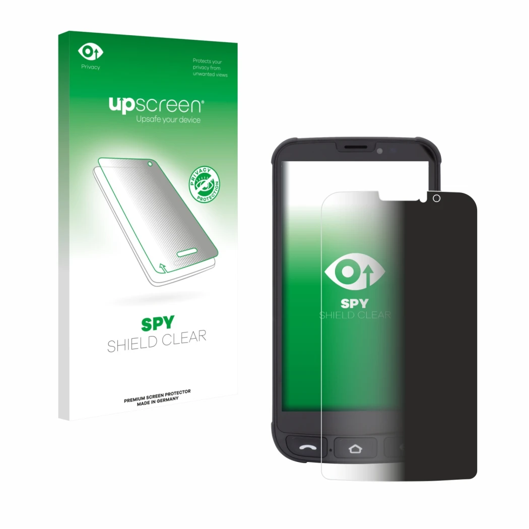 Face avant d’un emballage produit avec le logo de la marque upscreen. À côté, l’appareil Olympia Neo Mini est représenté avec 