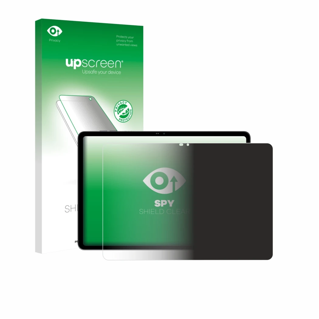 Face avant d’un emballage produit avec le logo de la marque upscreen. À côté, l’appareil Blackview MEGA 12 est représenté avec