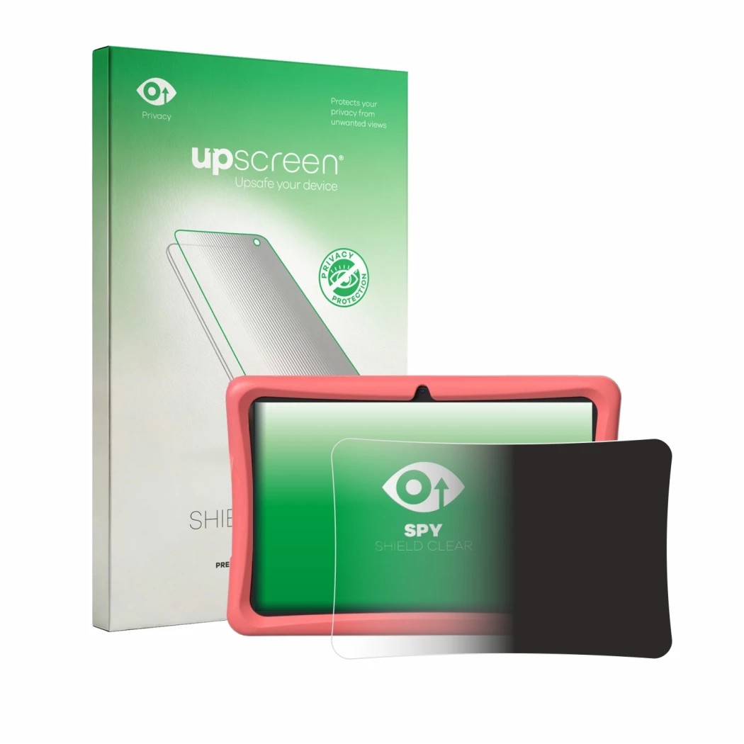 Face avant d’un emballage produit avec le logo de la marque upscreen. À côté, l’appareil Tabwee K10 est représenté avec la pro