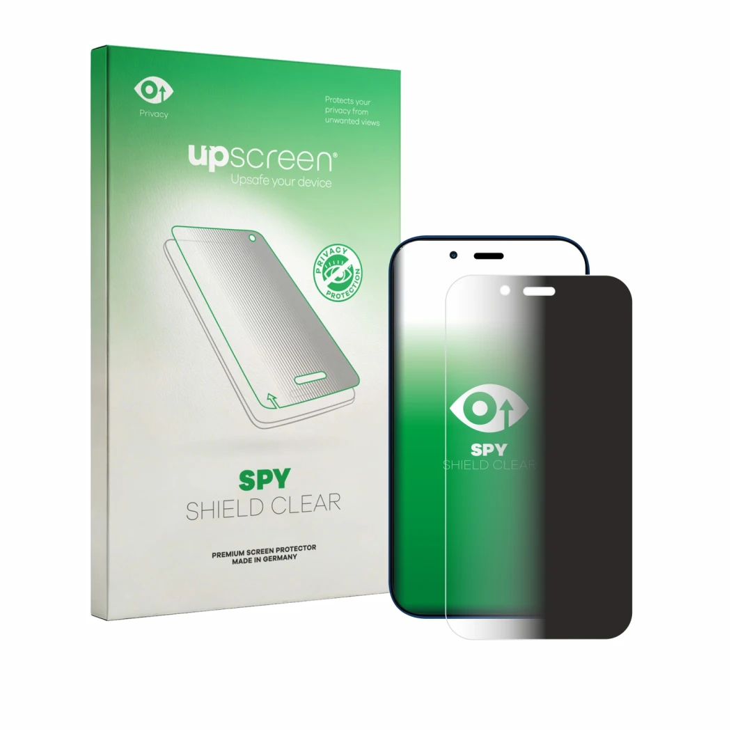 Face avant d’un emballage produit avec le logo de la marque upscreen. À côté, l’appareil Hisense U964 est représenté avec la p