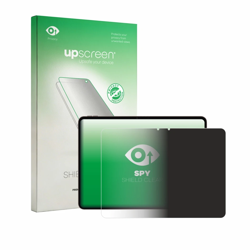 Face avant d’un emballage produit avec le logo de la marque upscreen. À côté, l’appareil Oppo Pad 5 Pro est représenté avec la