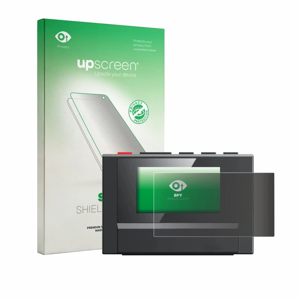 Face avant d’un emballage produit avec le logo de la marque upscreen. À côté, l’appareil FiiO SnowSky Echo Mini est représenté