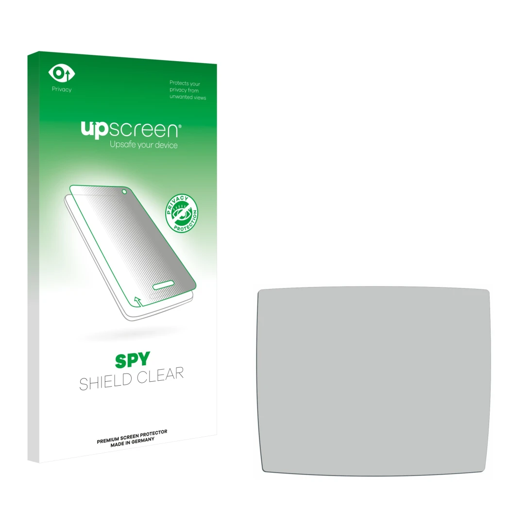 Face avant d’un emballage produit avec le logo de la marque upscreen. À côté se trouve la protection d’écran correspondante.