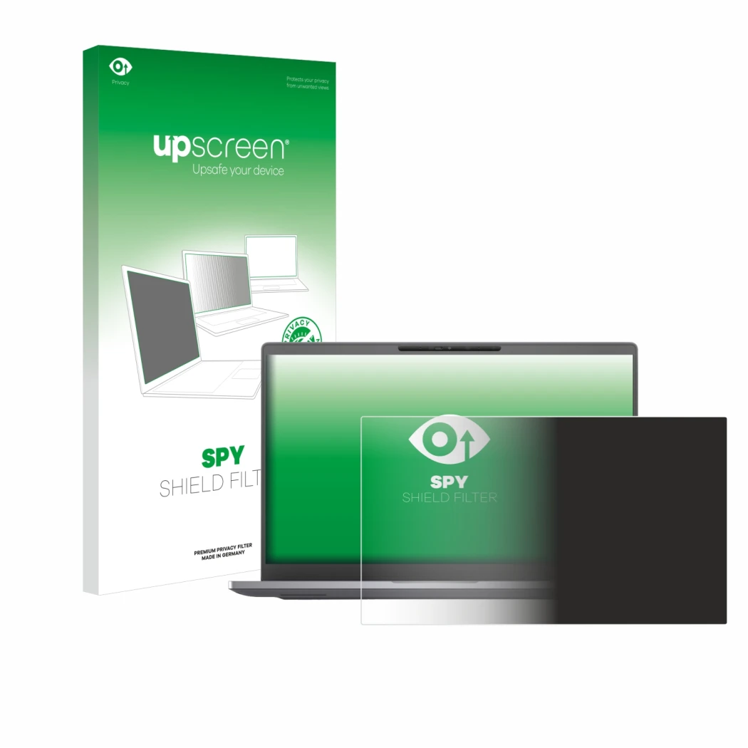 Face avant d’un emballage produit avec le logo de la marque upscreen. À côté, l’appareil Dell Latitude 7400 Non-Touch est repr