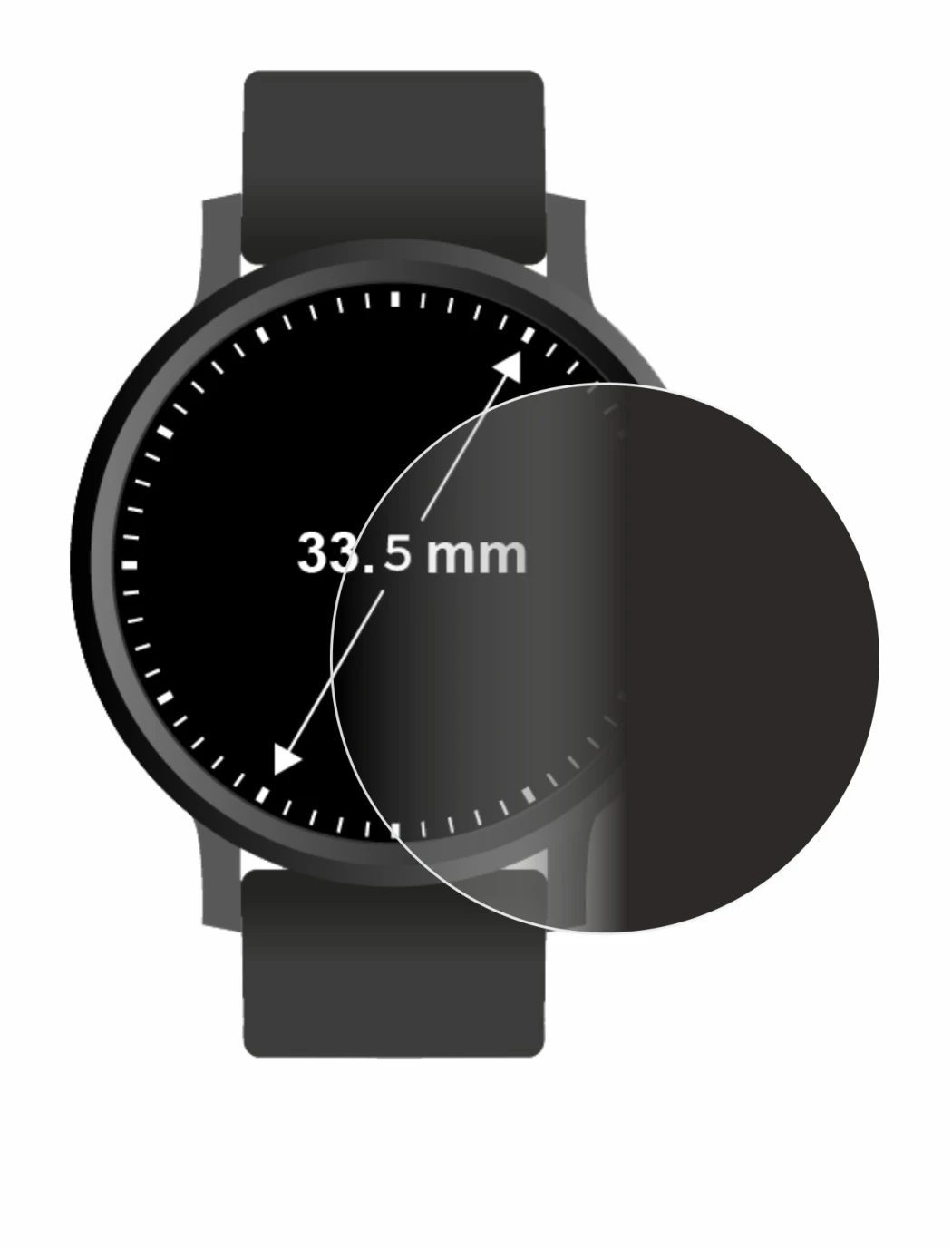Image de l'appareil Montres (Circulaire, ø: 33.5 mm) avec une grande variété de protections d'écran.
