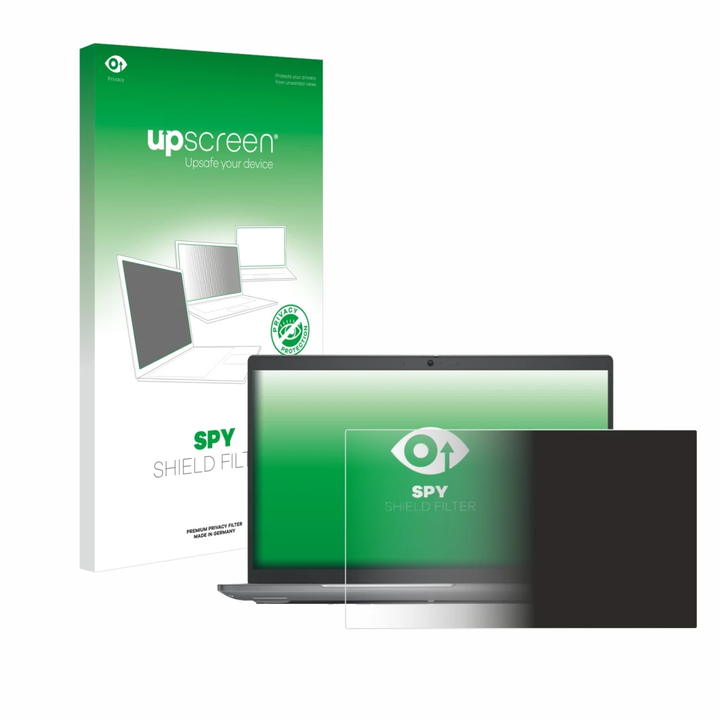 Face avant d’un emballage produit avec le logo de la marque upscreen. À côté, l’appareil Dell Latitude 5540 est représenté ave