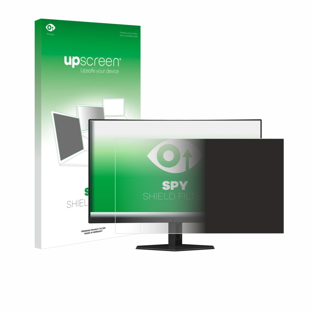 Face avant d’un emballage produit avec le logo de la marque upscreen. À côté, l’appareil AOC C27G4ZXED est représenté avec la 