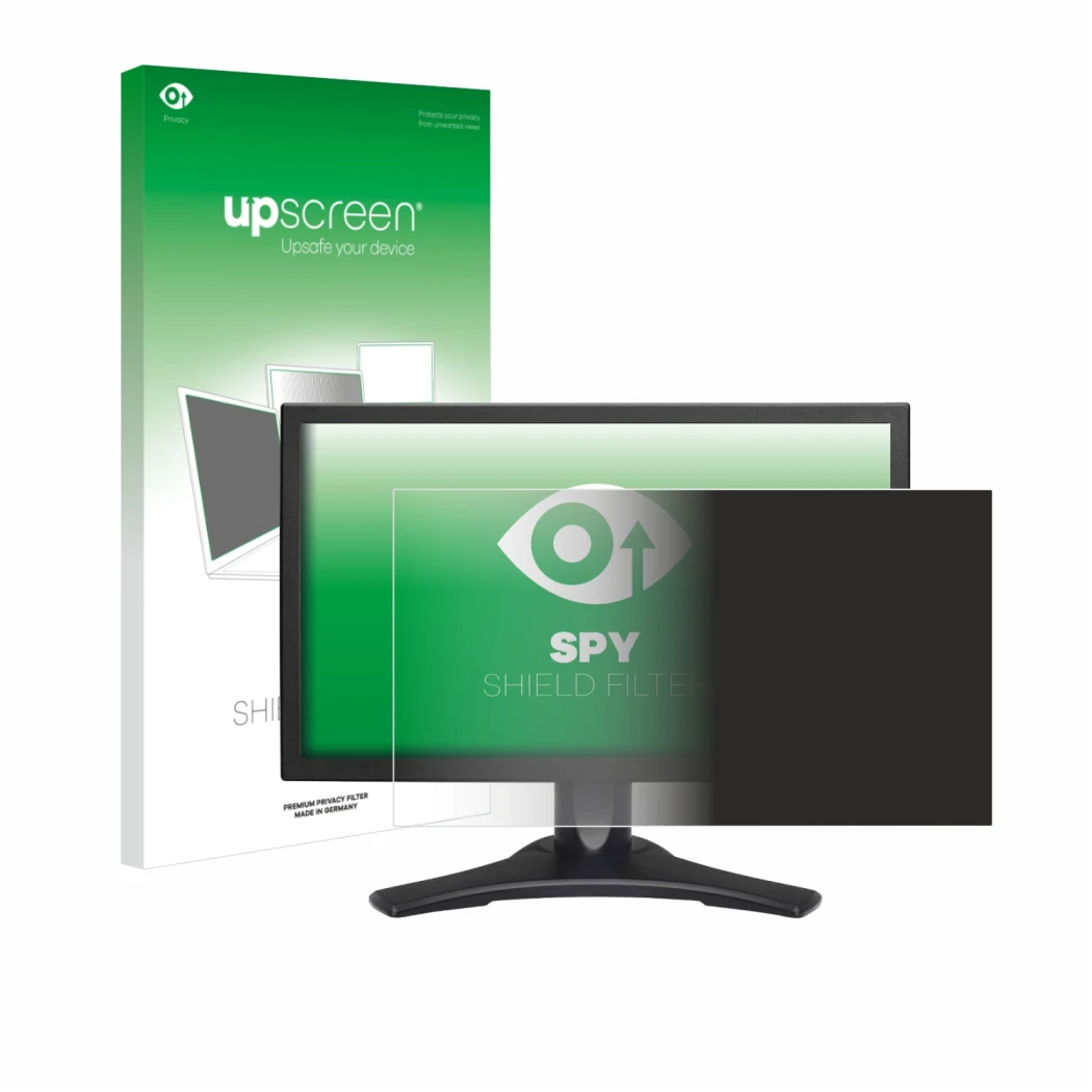 Face avant d’un emballage produit avec le logo de la marque upscreen. À côté, l’appareil Hanns.G HP227 est représenté avec la 