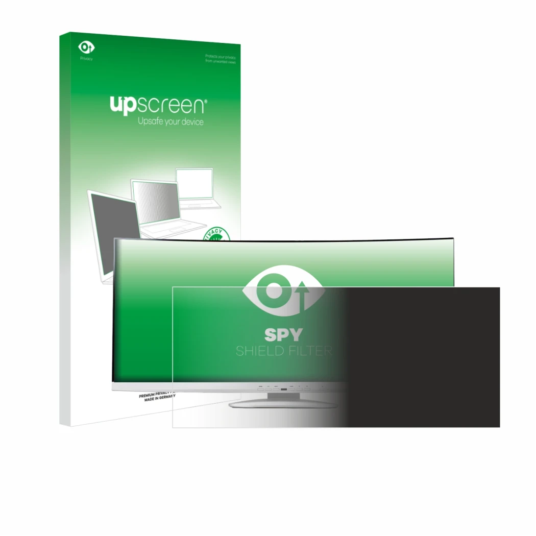 Face avant d’un emballage produit avec le logo de la marque upscreen. À côté, l’appareil Fujitsu P34-9 UE est représenté avec 