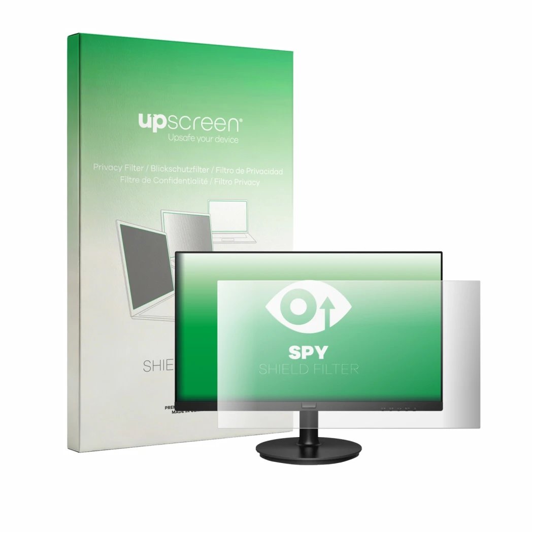 Face avant d’un emballage produit avec le logo de la marque upscreen. À côté, l’appareil Philips 221v8 est représenté avec la