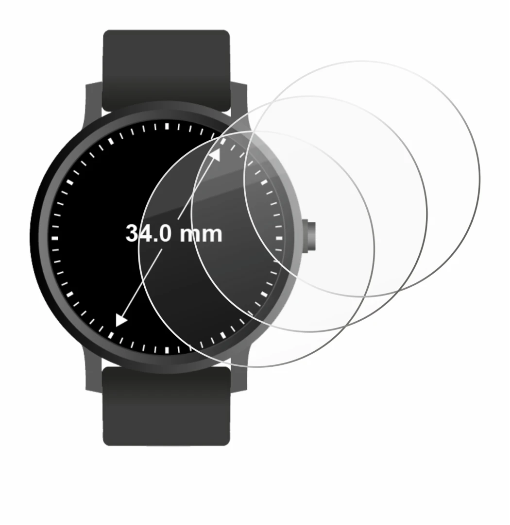 Image de l'appareil Circulaire Displays (ø: 34 mm) avec une grande variété de protections d'écran.