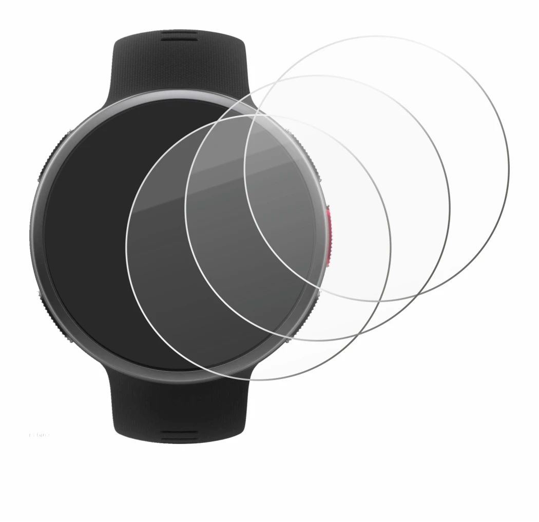 Image de l'appareil Polar Vantage V2 avec une grande variété de protections d'écran.