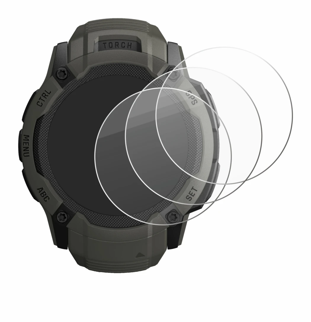 Image de l'appareil Garmin Instinct 2X Solar avec une grande variété de protections d'écran.