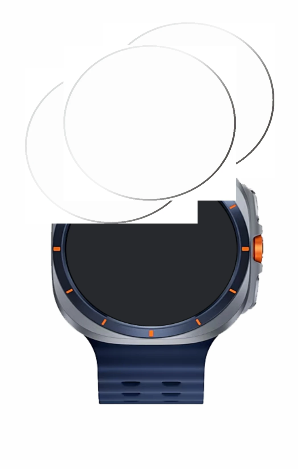 Image de l'appareil Samsung Galaxy Watch Ultra 2 (47 mm) avec une grande variété de protections d'écran.