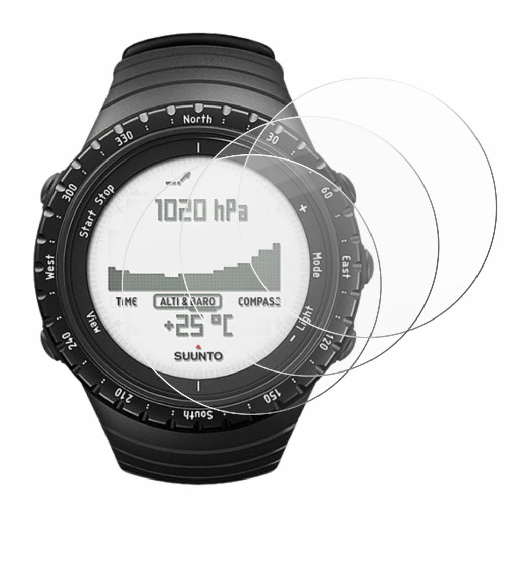 Image de l'appareil Suunto Core Regular Black avec une grande variété de protections d'écran.