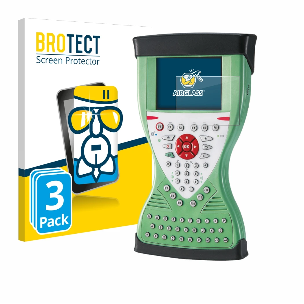 Face avant d’un emballage produit avec le logo de la marque BROTECT. À côté, l’appareil Leica Viva Controller CS15 est représe