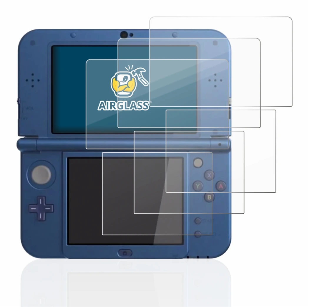 Image de l'appareil Nintendo New 3DS XL avec une grande variété de protections d'écran.