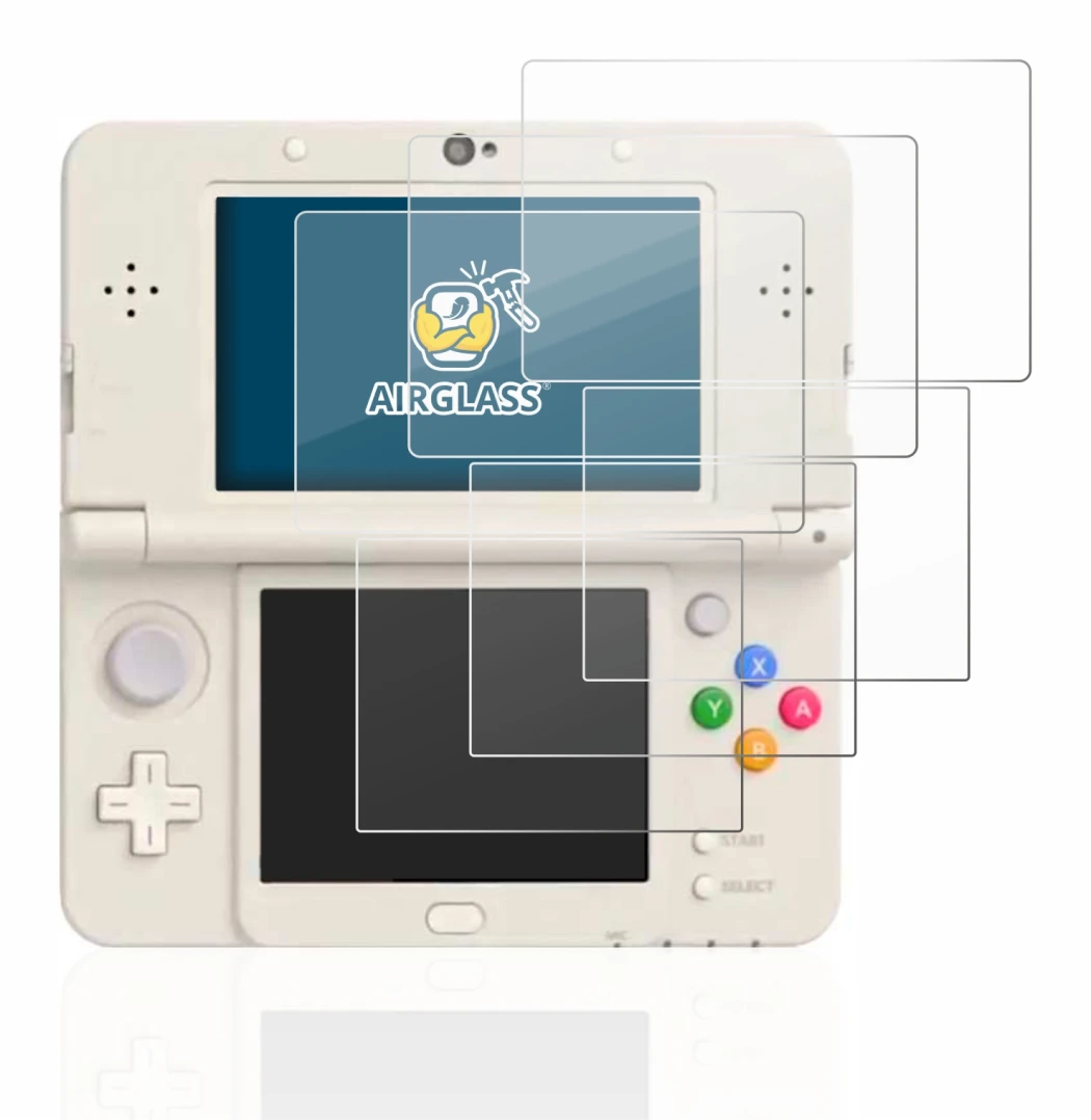 Image de l'appareil Nintendo New 3DS avec une grande variété de protections d'écran.