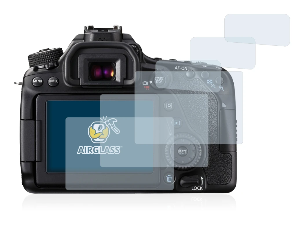 Image de l'appareil Canon EOS 80D avec une grande variété de protections d'écran.