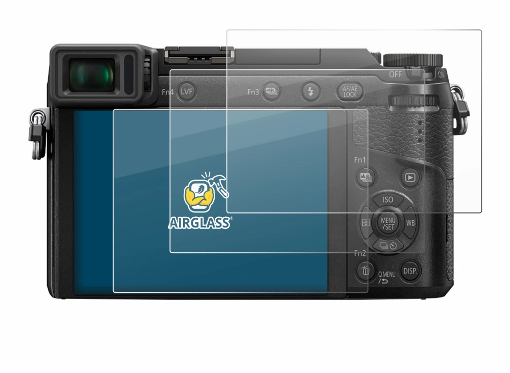 Image de l'appareil Panasonic Lumix DMC-GX80 avec une grande variété de protections d'écran.
