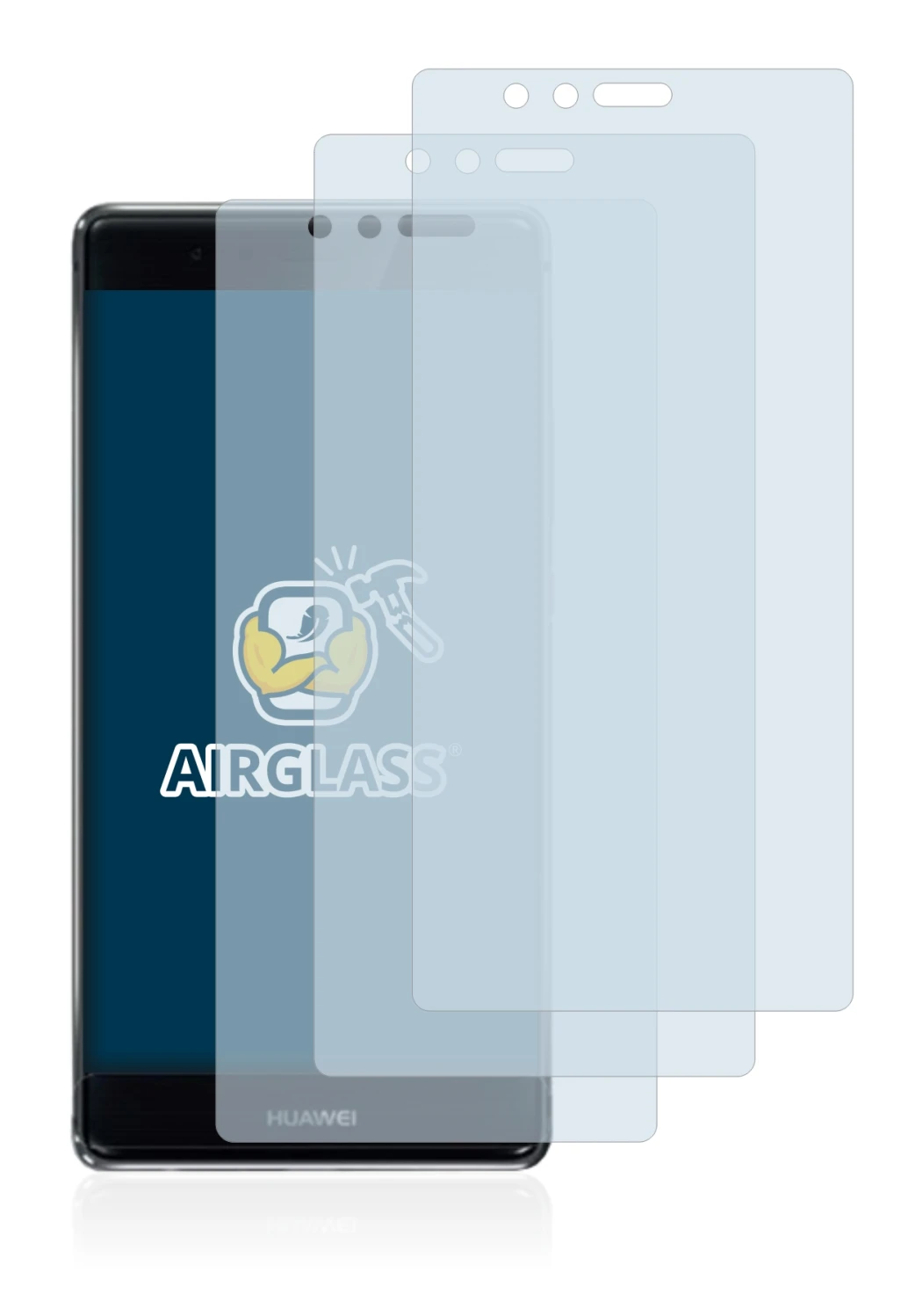 Image de l'appareil Huawei P9 Plus avec une grande variété de protections d'écran.