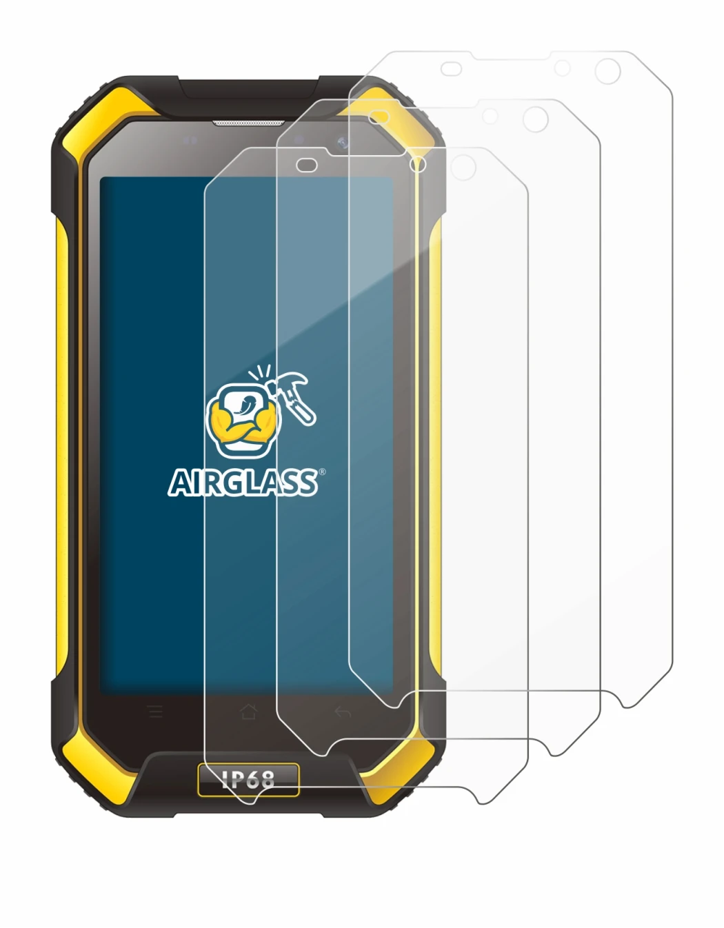 Image de l'appareil Blackview BV6000 avec une grande variété de protections d'écran.