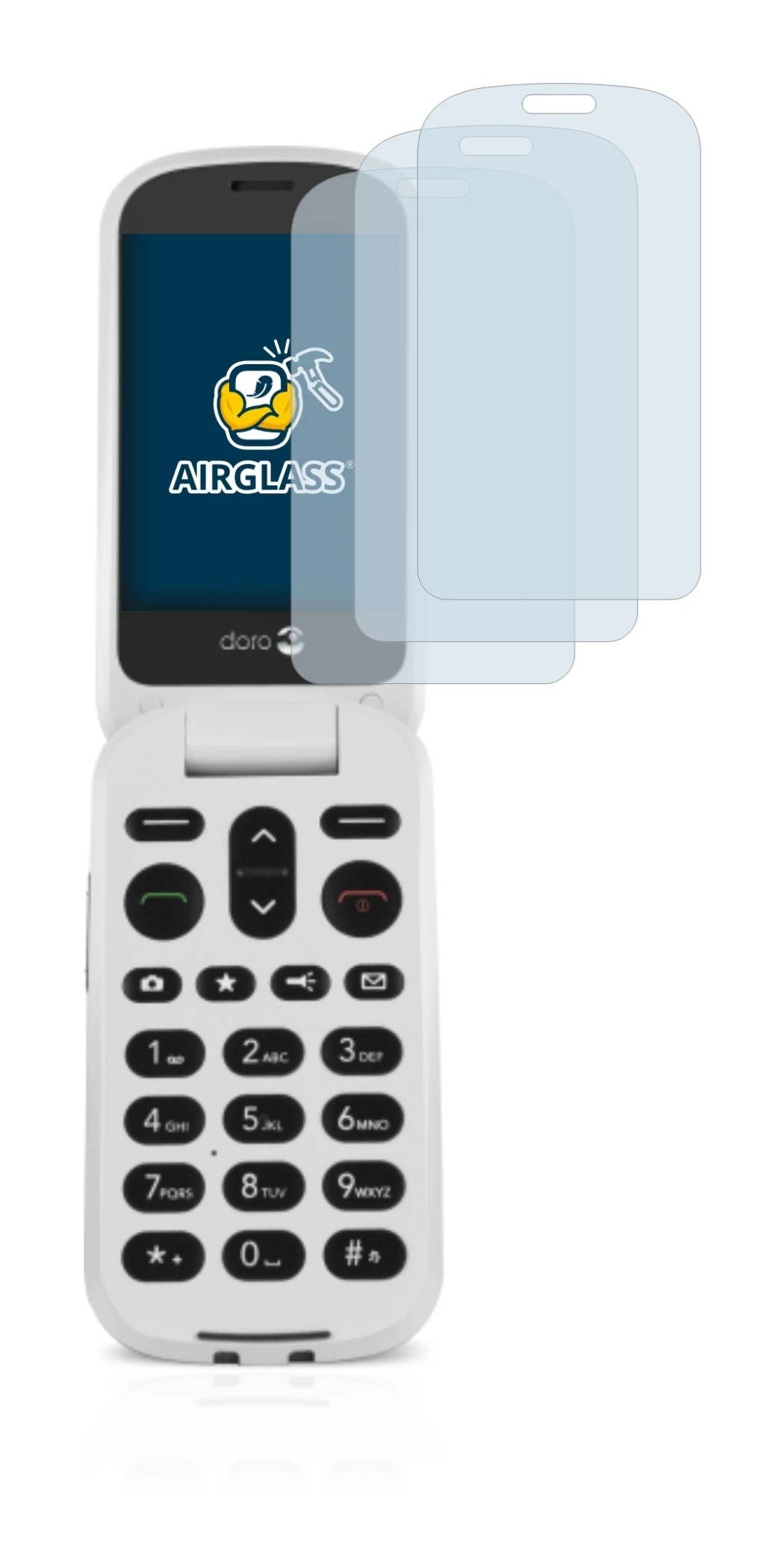 Image de l'appareil Doro 6050 avec une grande variété de protections d'écran.