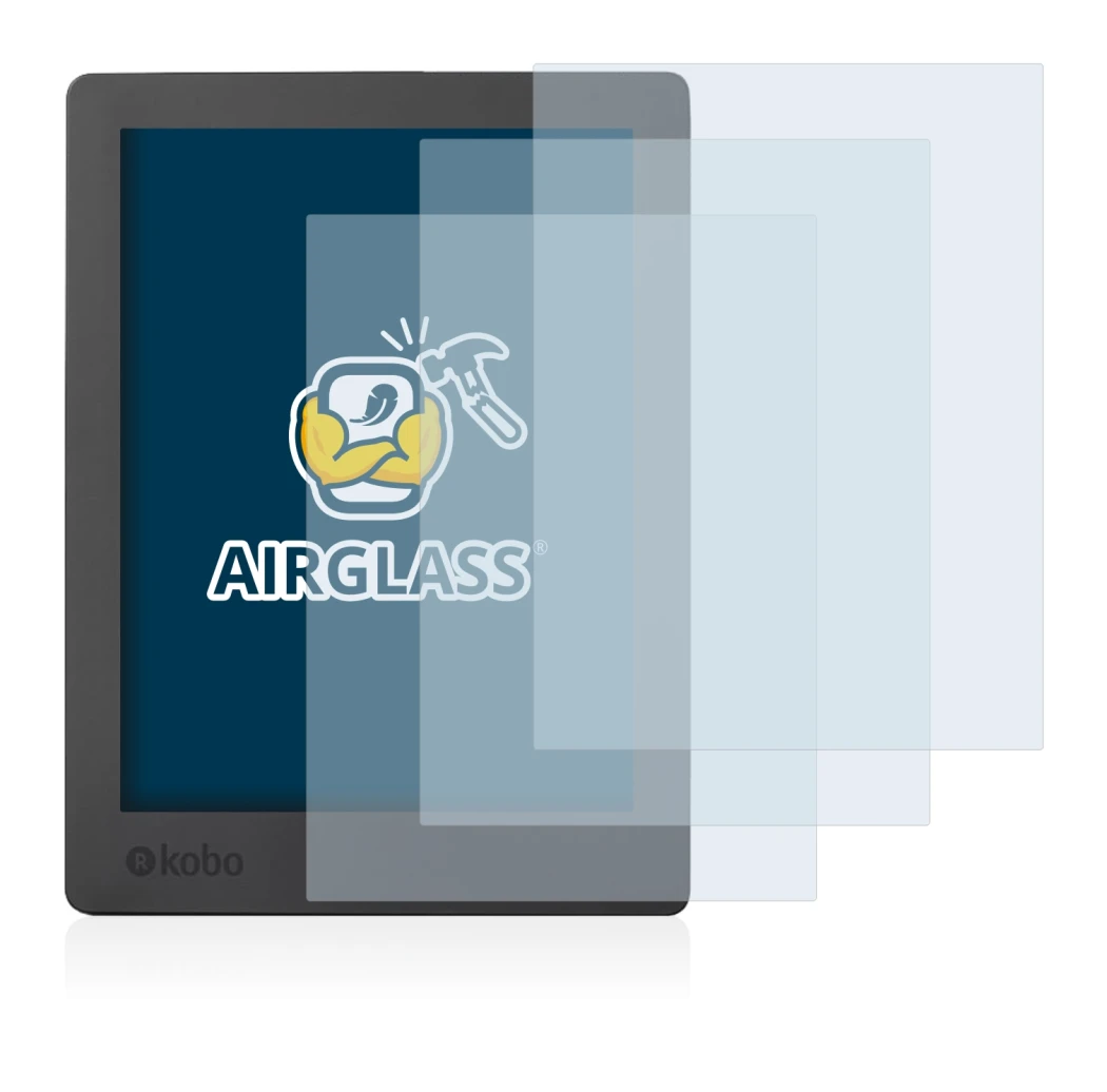 Image de l'appareil Kobo Aura H2O Edition 2 avec une grande variété de protections d'écran.