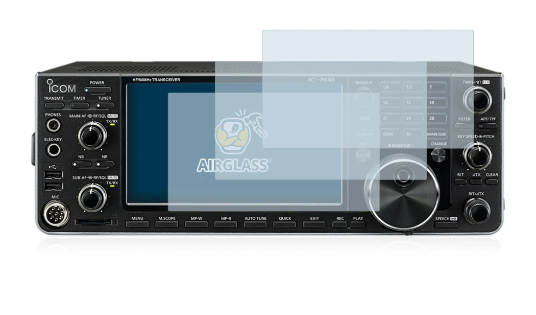 Image de l'appareil Icom IC-7610 avec une grande variété de protections d'écran.